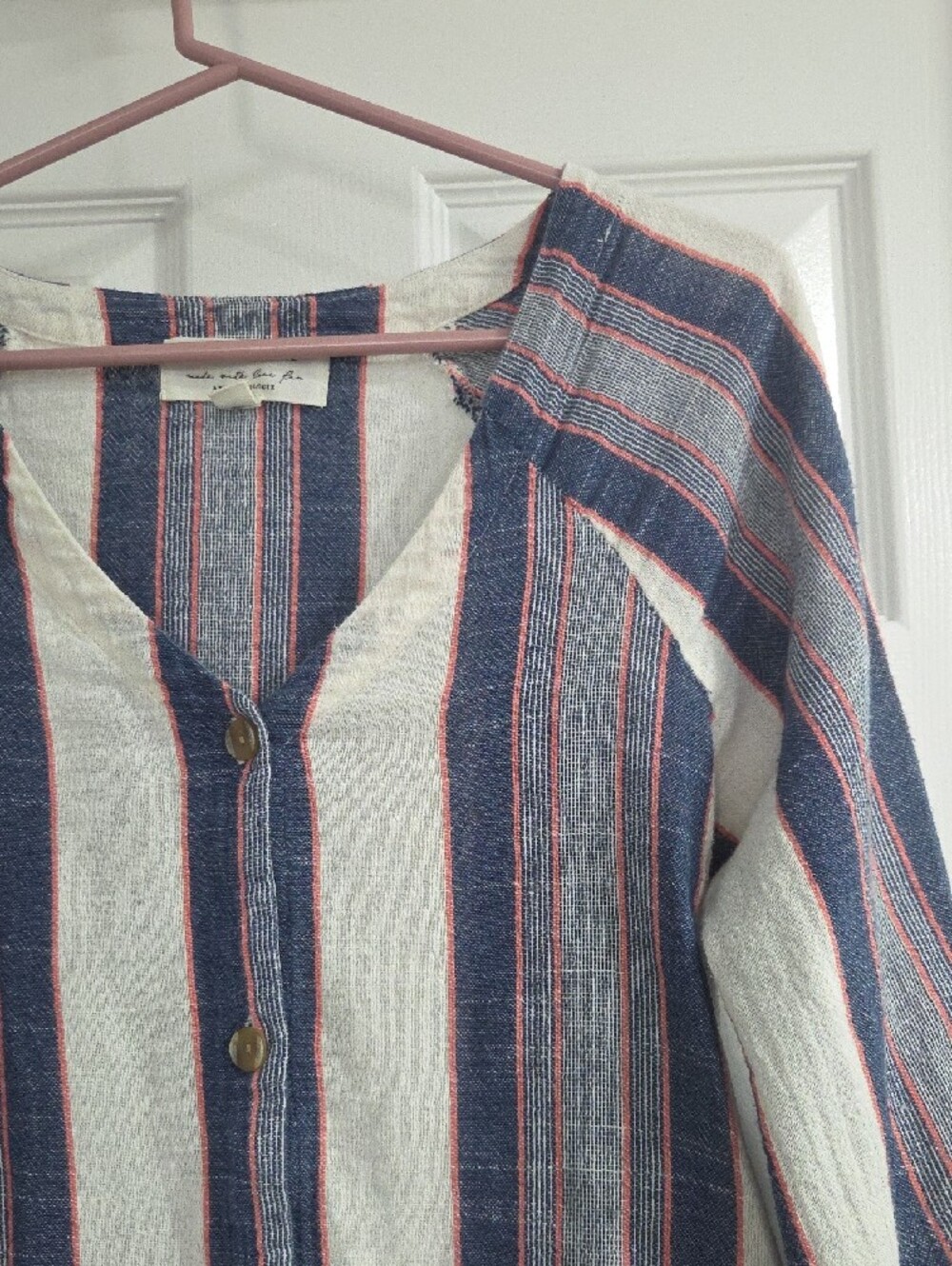 Anthropologie Blue, White & Red Striped Button-Front Top - Cloth & Stone - Picture 12 of 16